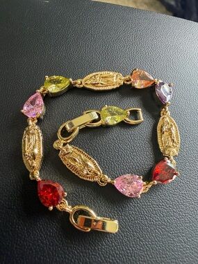 Gold filled and plated Multicolor stone Teardrop Crystal Bracelet